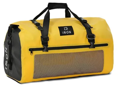 Productafbeelding van Motorfiets achtertas, bagagetas, 30 liter, geel, waterdicht, rolltop, MOLLE-systeem
