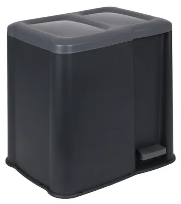Produktbild von Duo-Abfalleimer 19L mit 2 Kammern (6L & 13L) | Mülltrennsystem mit Fußpedal | Hygienischer Mülleimer mit 2 herausnehmbaren Innenbehältern | Kompakter Küchenabfalleimer 42x40x32 cm