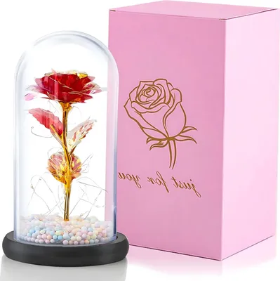 Produktbild von Extralink Home, Ewige Rose aus Glas, leuchtend LED rot