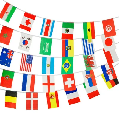 Produktbild von PHENO FLAGS Flaggenkette 10 Meter Girlande Fahnenkette Wimpelkette Deko Fan