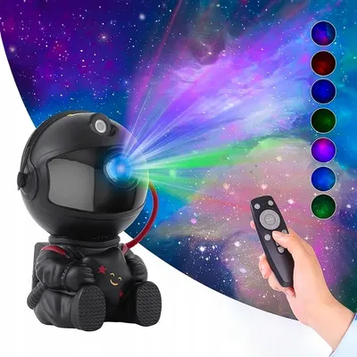 Zdjęcie produktu dla Projektor Gwiazd Astronauta Lampka Nocna Dla Dzieci Xtech Czarna Z Pilotem Zdalnego Sterowania