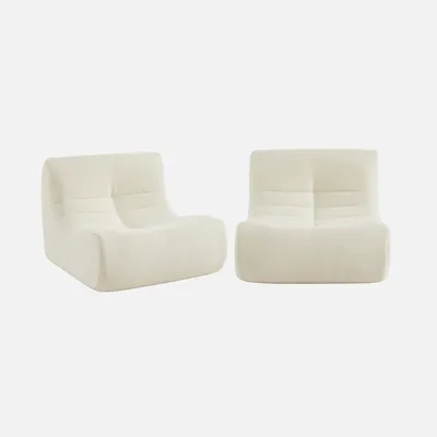 Immagine prodotto di sweeek - Set di 2 poltrone modulari a 1 posto con rivestimento bouclé strutturato - Bianco