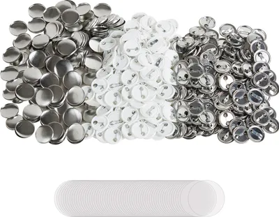 Obrázek produktu pro SucceBuy 500 sad 1 palec/25 mm knoflíkových dílů pro knoflíkářský stroj, kulaté knoflíkové díly pro kutily s kovovým povrchem, plastem/kovem, průhlednou fólií a prázdným papírem