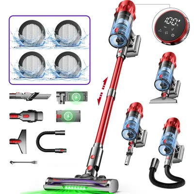 Produktbild von Hiazurm Akku Staubsauger,Staubsauger kabellos mit Touchscreen, HEPAx4, Schlauchbürste, Staubsauger, Anti-Tangle-Staubsauger