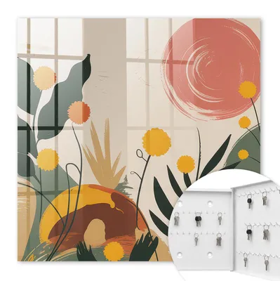 Produktbild von Metall Schlüsselkasten 30 x 30 cm - weißer Schlüsselschrank zur Wandmontage - wandhängende Schlüsselbox mit Tür - rechts öffnend - Schlüsselaufbewahrung für Flur - Büro - Arbeitszimmer - Werkstatt - Garage - Farbenfrohe Energie