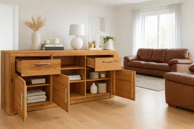 Produktbild von Sideboard Türenkommode Metallschaniere Anrichte Wildeiche #4048