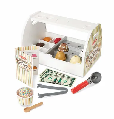 Produktbild von Melissa & Doug Eisdiele aus Holz - 28-teiliges Spielset zum Portionieren und Servieren von 8 Sorten Eiscreme in Eistüten oder im Eisbecher, Spielgeld inklusive, für Kinder ab 3 Jahren