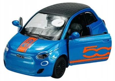 Produktbild von Kinsmart Fiat 500e Modellauto 1:28 Blau Metall