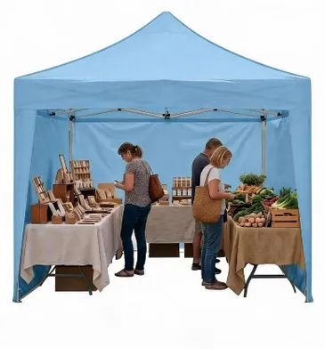 Immagine prodotto di Tenda da giardino 3x3 metri - Tenda per feste - Tessuto Oxford poliestere 600D - Montaggio rapido "Quick Up" - 4 pareti laterali con finestre sul tetto - Struttura in alluminio rinforzata - Colore blu