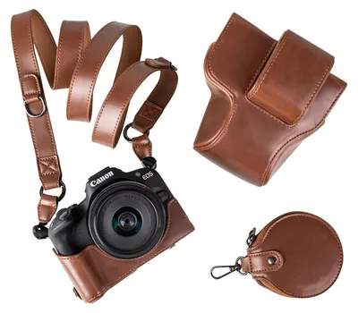 Produktbild von Solidchoice – Retro-Kameratasche aus Polyurethan-Leder für Canon EOS R50/R100 mit Schultergurt