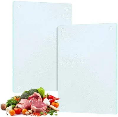 Zdjęcie produktu dla Deska do krojenia, odporna na pękanie - Deska do krojenia, odporna na wysokie temperatury - 2 sztuki - Antypoślizgowe nóżki - 20 x 28 cm - Trwałe szkło - Deska kuchenna