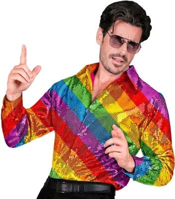 Produktbild von Regenbogen Pailletten Hemd für Herren
