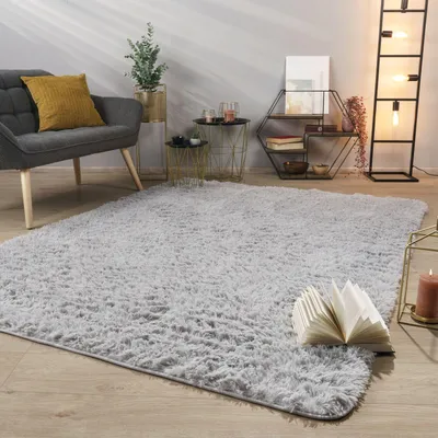 Produktbild von TT Home Teppich Wohnzimmer Hochflor Langflor Weich Soft Modernes Einfarbiges Design Größe 60x100 cm