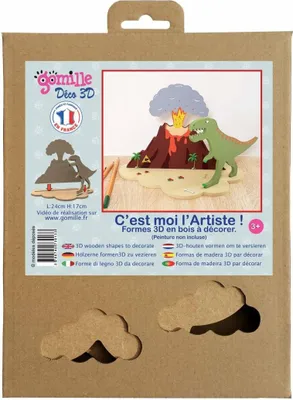 Image de Kit en bois à compléter - dinosaure et volcan