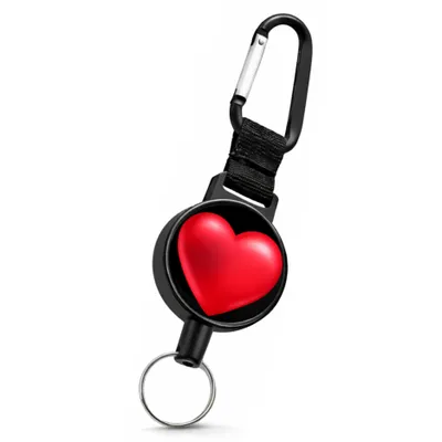 Produktbild von Ausweis Halter Jojo Rotes Herz Schlüsselband 70cm ausziehbar mit Karabinerhaken Schlüsselanhänger Herz Schlüsseljojo Schlüsselrolle Key chain