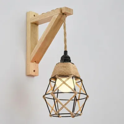 Produktbild von Wandleuchte Innen Vintage mit Kabel Stecker E27 Boho Wandlichte Innen für Schlafzimmer Treppenhaus Korridor Nachttischlampen