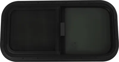 Obrázek produktu pro Okno pro obytný vůz/karavan – posuvné okno – 60 × 30 cm – zaoblené rohy – tvrzené sklo – černé