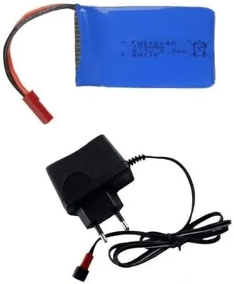 Immagine prodotto di 3.batteria 7V 730mAh e caricatore per Wltoys V686G | Alta capacità per ottimizzare i tempi di volo | Compatibile con modellismo, elicottero RC, blu