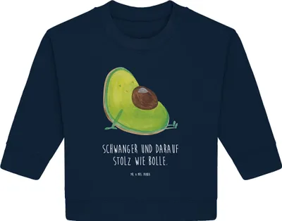 Produktbild von Mr. & Mrs. Panda Organic Baby Pullover Avocado Schwangerschaft 6. - 12. Monat - French Navy - Geschenk, Liebe, Bullover, Wunder
