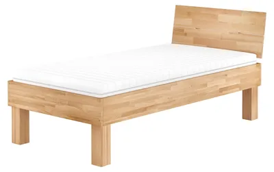 Produktbild von Massivholzbett extra stabil 100x220 hohes Seniorenbett Gästebett Zubehör wählbar V-60.81-10-220Rollrost und Matratze inkl.