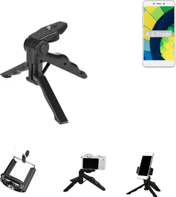 Produktbild von K-S-Trade Stativ Tisch-Ständer Dreibein Handy-Stativ Ständer kompatibel mit Coolpad A1 Mini-Stativ Smartphone Tripod Handy-Stativ aus Plastik