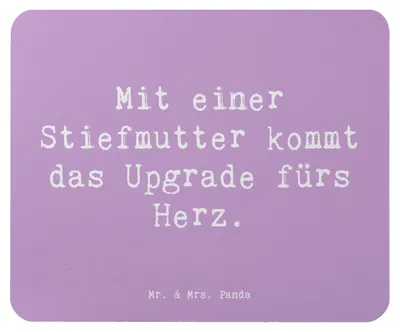 Produktbild von Mr. & Mrs. Panda Mouse Pad Spruch Herz Stiefmutter - Lavendeltraum - Geschenk, Liebe, Handarbeit, Familienbindung, pc mousepad, Stiefkind, Dankeschön, computermatte
