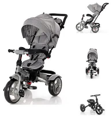 Obrázok produktu pre Lorelli Trojkolka Neo 4 v 1 EVA pneumatiky, tlačná tyč, otočné sedadlo, nastaviteľné tmavo šedá