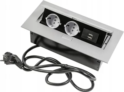 Image de GTV Multiprise de bureau 2x Schuko, 2x USB Aluminium