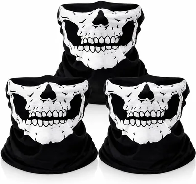 Productafbeelding van Doodshoofd bivakmuts 3 stuks - skeletmasker - motormasker - balaclava