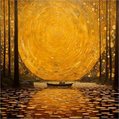 Produktbild von Wallario selbstklebende Möbelfolie/ Tischdecke für Innen und Außen, Größe: 50 x 50 cm - Goldene Flussfahrt