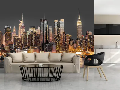 Produktbild von Vlies Fototapete 400x280 cm Tapeten Wandtapete XXL 3D Effekt optische Täuschung weiß Stadt City New York Manhattan Hochhaus Architektur d-B-0060-a-c