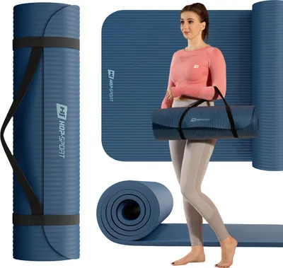 Produktbild von Hop-Sport Gymnastikmatte 190 x 60 cm x 1 cm, Sportmatte - gelenkschonend & rutschfest, Fitnessmatte aus NBR-Schaumstoff  + Tragegurt- Meeresfarbe