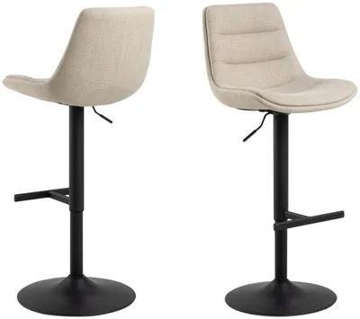 ADISA Barhocker 2erSet Stoff Basel Beige mit Drehfunktion und Gasfeder