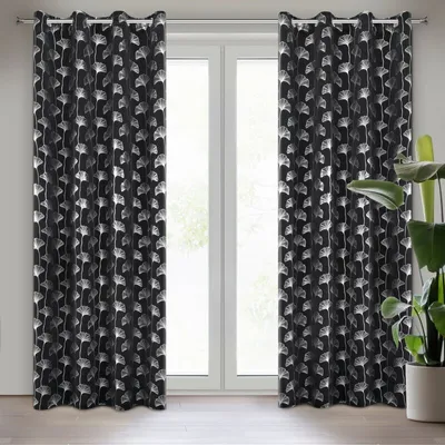 Produktbild von Vorhang CLARA schwarz silber hellgrau 135x250 cm Ösen Ösenvorhang