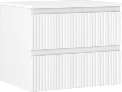 Produktbild von Mexen Rivel Badezimmer-Unterschrank 60 cm mit Arbeitsplatte, 2 Schubladen, geriffelt, mattweiß - 91A20-06047-2-BFFC01
