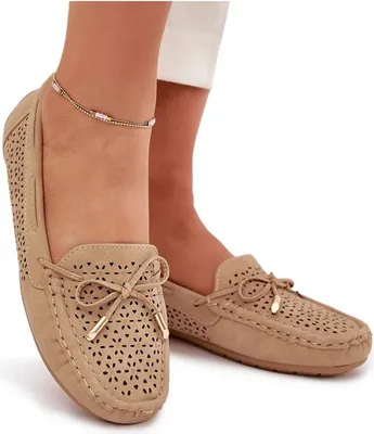 Produktbild von Damen Mokassins mit durchbrochenem Muster und Schnürung Khaki Mirisa 36
