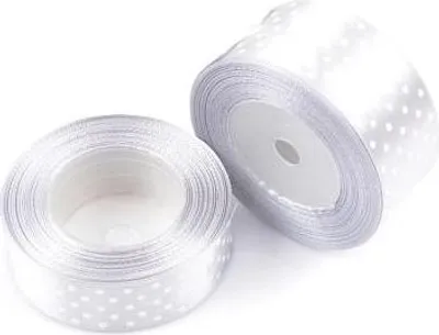 Image de Ruban satiné pour emballer des cadeaux Ruban décoratif à pois argentés 38 mm 22 m