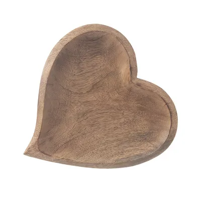 Image de Plateau en bois de manguier en forme de cœur pour servir des collations