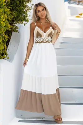 Produktbild von Numoco Maxikleid für Frauen Anteeep weiß-beige Univerzální
