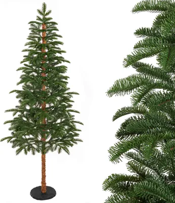 Produktbild von Yorbay 180cm Weihnachten Baum mit Scheibenbasis & Simulierter Baumstamm Naturgetreuer PE Schmaler Tannenbaum  für Heim Geschäft Weihnachtsdeko