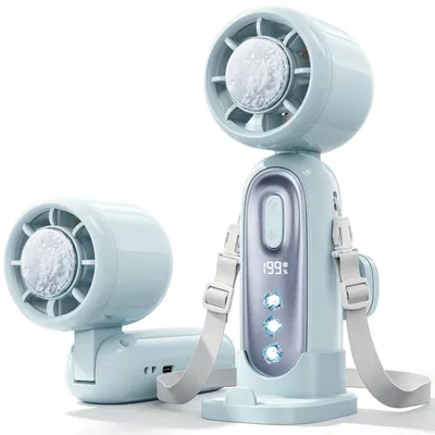 Produktbild von Mini Ventilator mit Kühlung, 199 Lüfterstufen, bis zu 11h Laufzeit, USB-C Akku aufladbar, Tragbarer Mini Ventilator für Outdoor, Strand