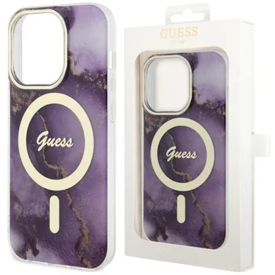 Produktbild von Guess Golden Marble MagSafe - iPhone 14 Pro Hülle (Lila)