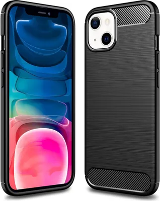 Obrázek produktu pro NALIA Carbon Look Case pro iPhone 13 Mini, černý silikonový kryt TPU Bumper
