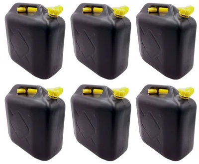 Produktbild von 6 x gelb Benzinkanister 20L schwarz Kraftstoffkanister Reservekanister Ausgussstutzen