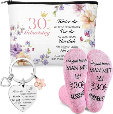 Image de 30. Kit cadeau d'anniversaire Weewooday Femme Trousse de toilette Chaussettes Porte-clés