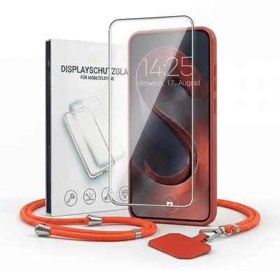 Produktbild von Handyhülle für Samsung Galaxy A53 5G mit Handykette und 9H Displayglas Displayschutz Band Kordel Hülle Case Schutzhülle Rot