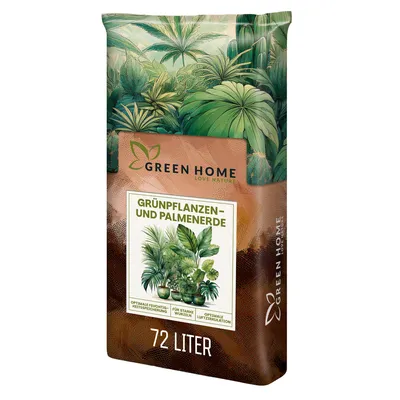 Produktbild von Green Home Grünpflanzen- & Palmenerde 72L – Pflanzenerde für Palmen, Grünpflanzen & Zimmerpflanzen – Mit Torf & Holzfasern