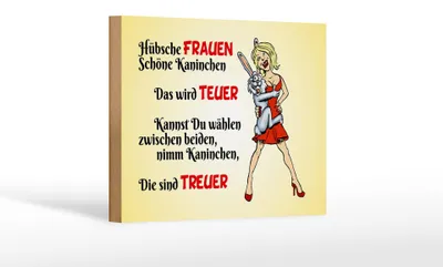 Produktbild von Holzschild Spruch 12x18cm Hübsche Frauen schöne Kaninchen