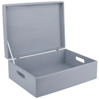 Productafbeelding van Creative Deco XL Grijze Grote Houten Doos Opbergdoos, 40 x 30 x 14 cm