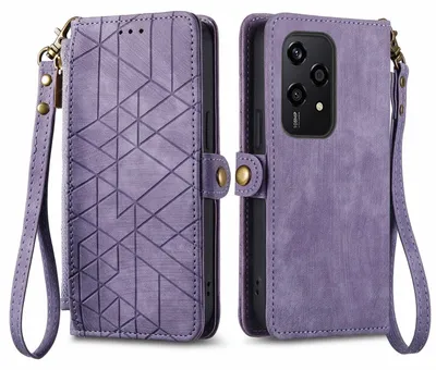 Produktbild von Für Honor 200 Lite Kunstleder Zipper Wallet Tasche mit Schlaufe Schutz Hülle Case Cover Lila